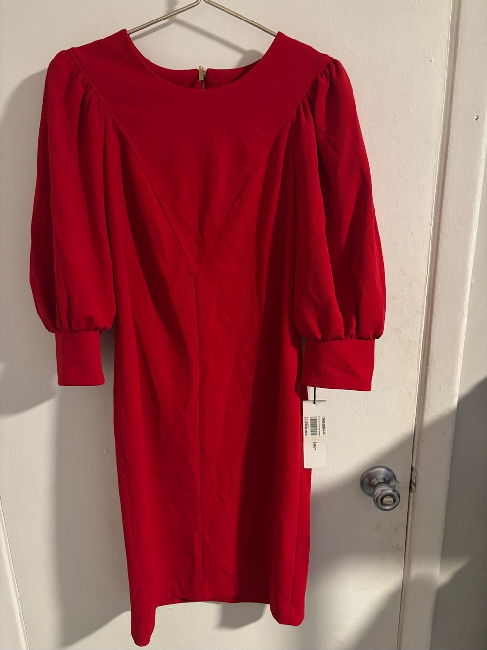 Calvin Klein Red Puff Sleeve Sheath Dress Size 8
(1267)